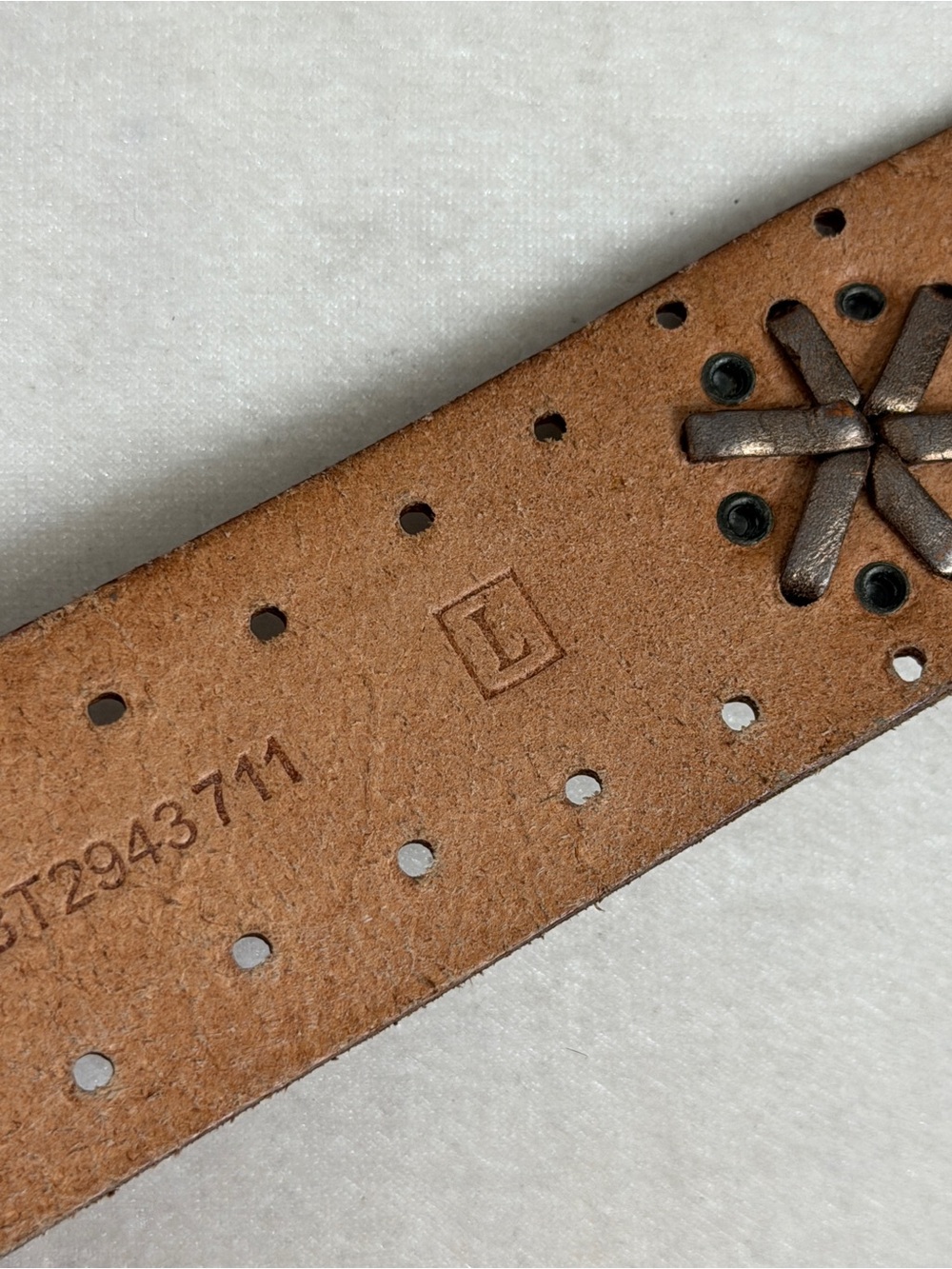90s Y2K Fossil Western Boho Leather Studded Belt - Picture 5 of 5
